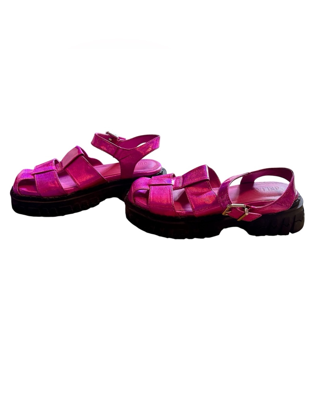 dELiA*s Metallic Fuchsia Glitter Chunky Sole Sandals - Picture 4 of 8